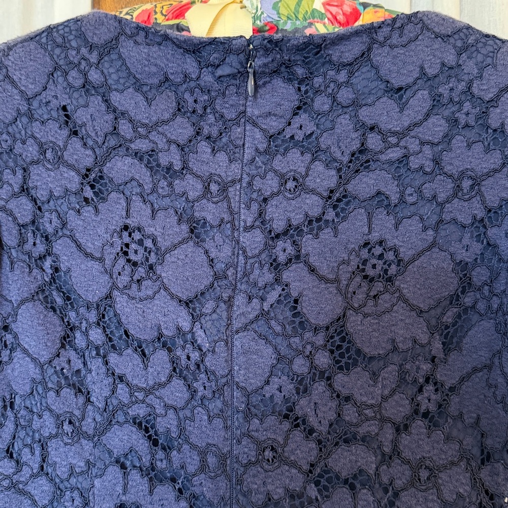 Vince Camuto Dark Blue Lace Flutter Sleeve Dress - Picture 11 of 13